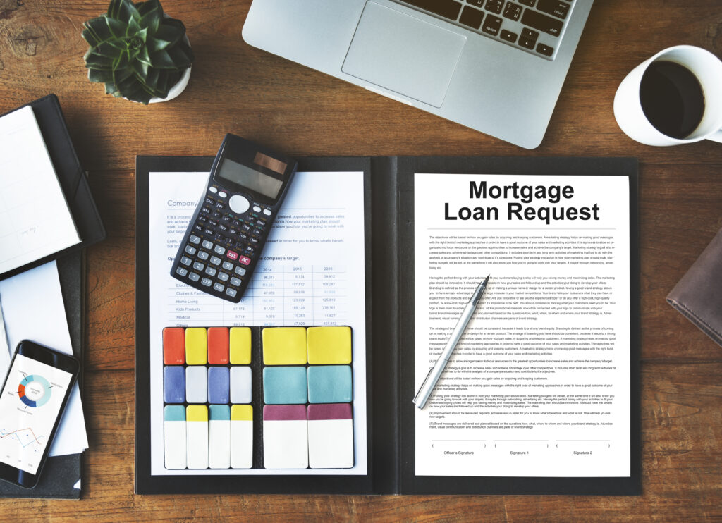 A mortgage loan application form on a desk